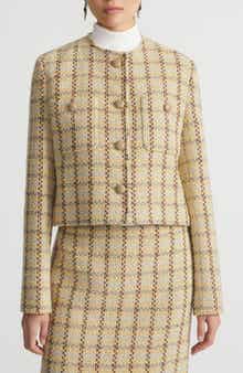 Check Insulated Wool Blend Jacket