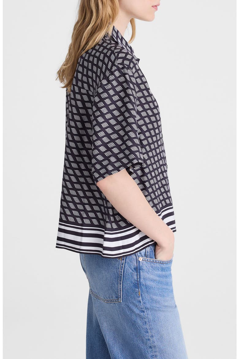 Geometric Boxy Button-Up Shirt, Alternate, color, CLASSIC NAVY