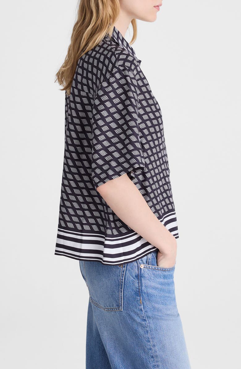 Madewell Geometric Boxy Button-Up Shirt, Alternate, color, Classic Navy