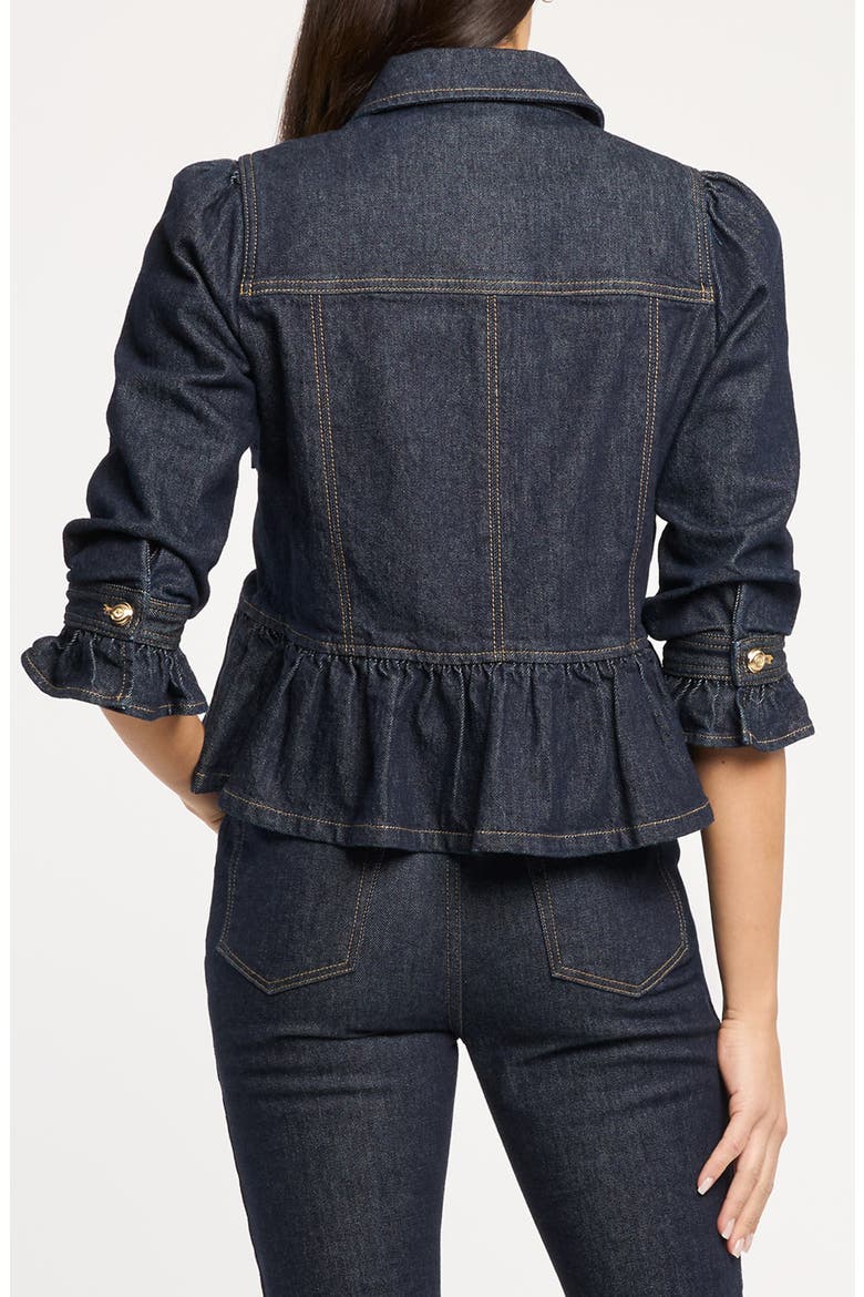 Delanie Denim Peplum Jacket, Alternate, color, INDIGO NOIR