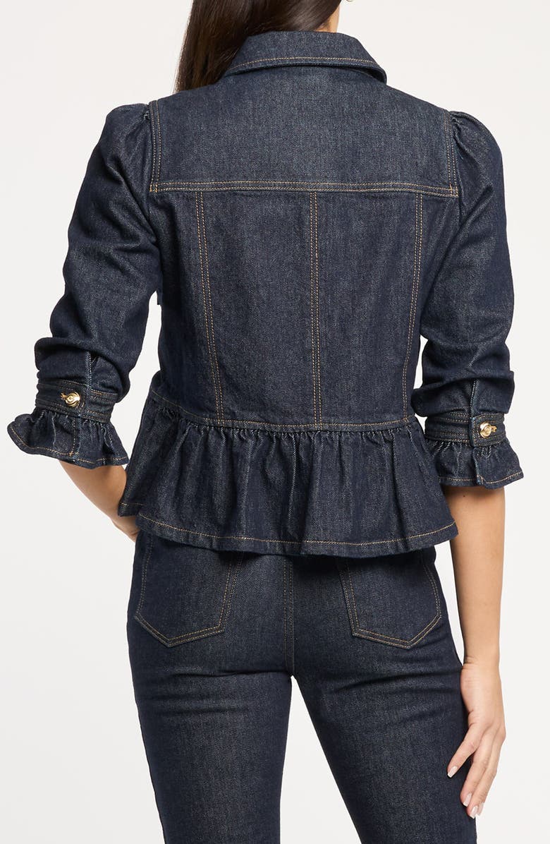 Cinq à Sept Delanie Denim Peplum Jacket, Alternate, color, Indigo Noir