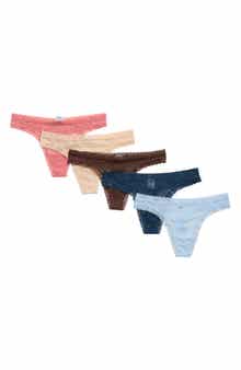 NORDSTROM RACK Assorted 5-Pack Lace Thongs