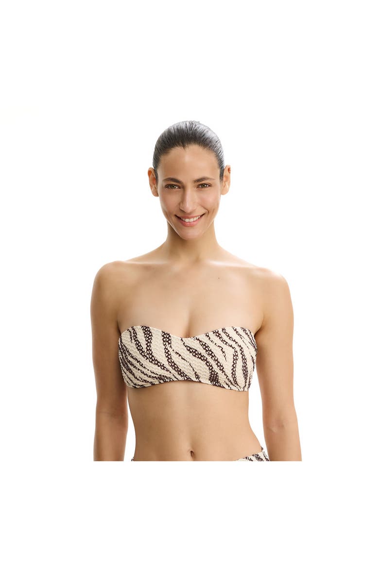 Safari Chic Textured Bandeau Bikini Top, Main, color, Cream-Brown