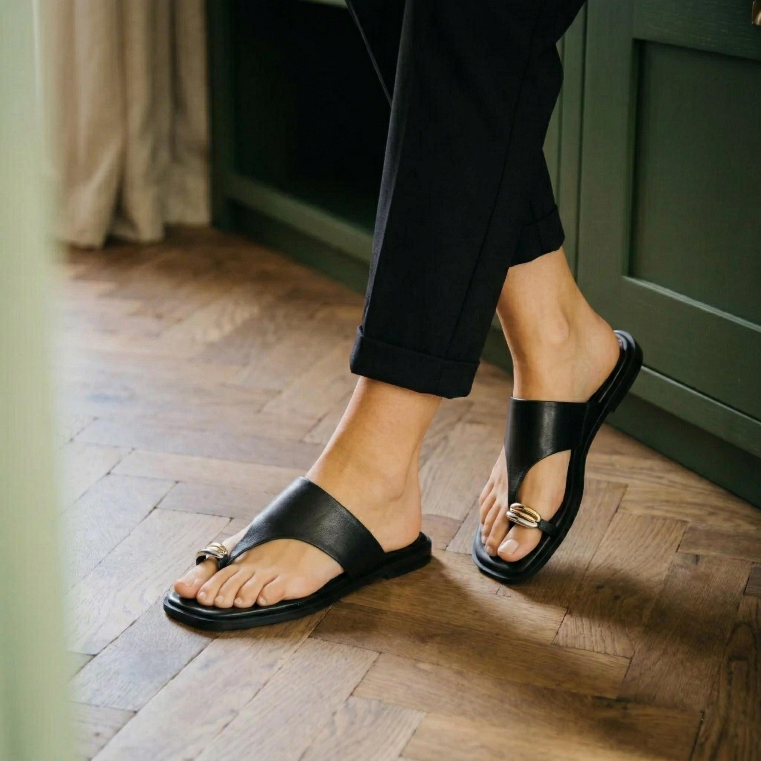 Amie Rafa Cece Thong Sandals, Alternate, color, Black