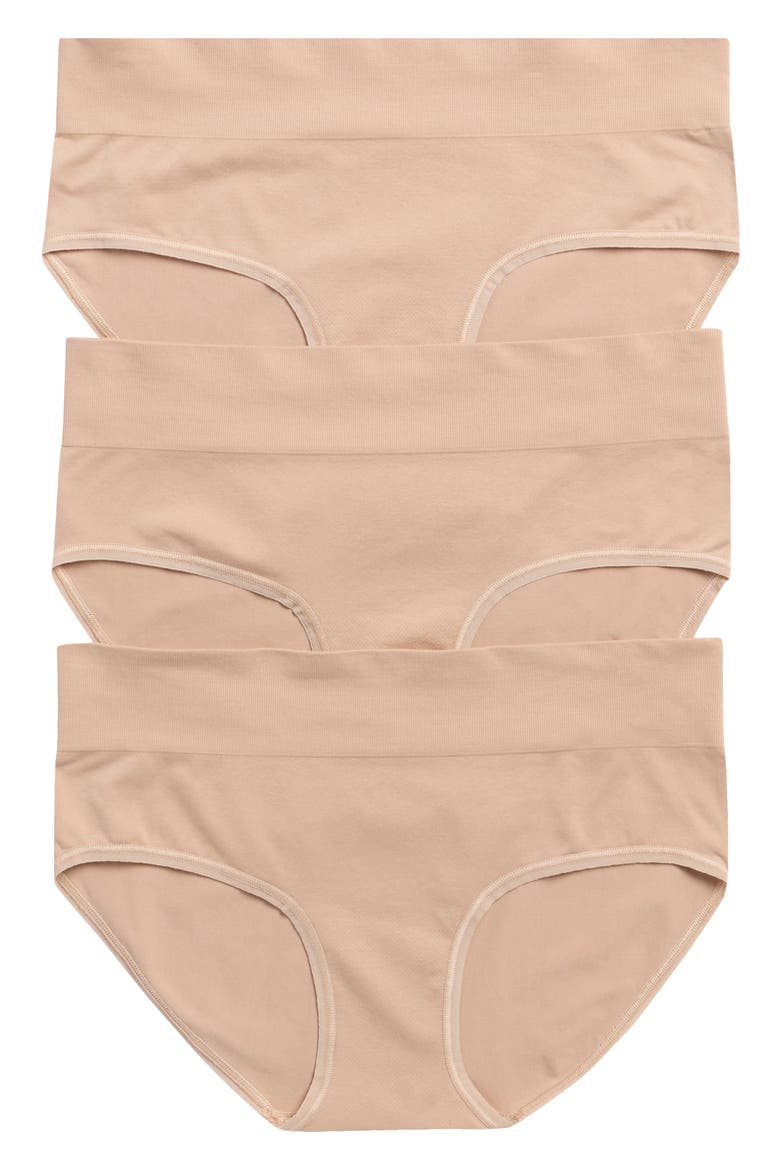 3-Pack Seamless High Cut Briefs, Alternate, color, BLACK- TAN MULTI