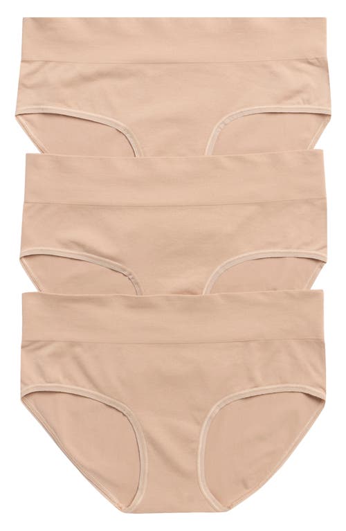 Nordstrom 3-pack Seamless High Cut Briefs In Black- Tan Multi
