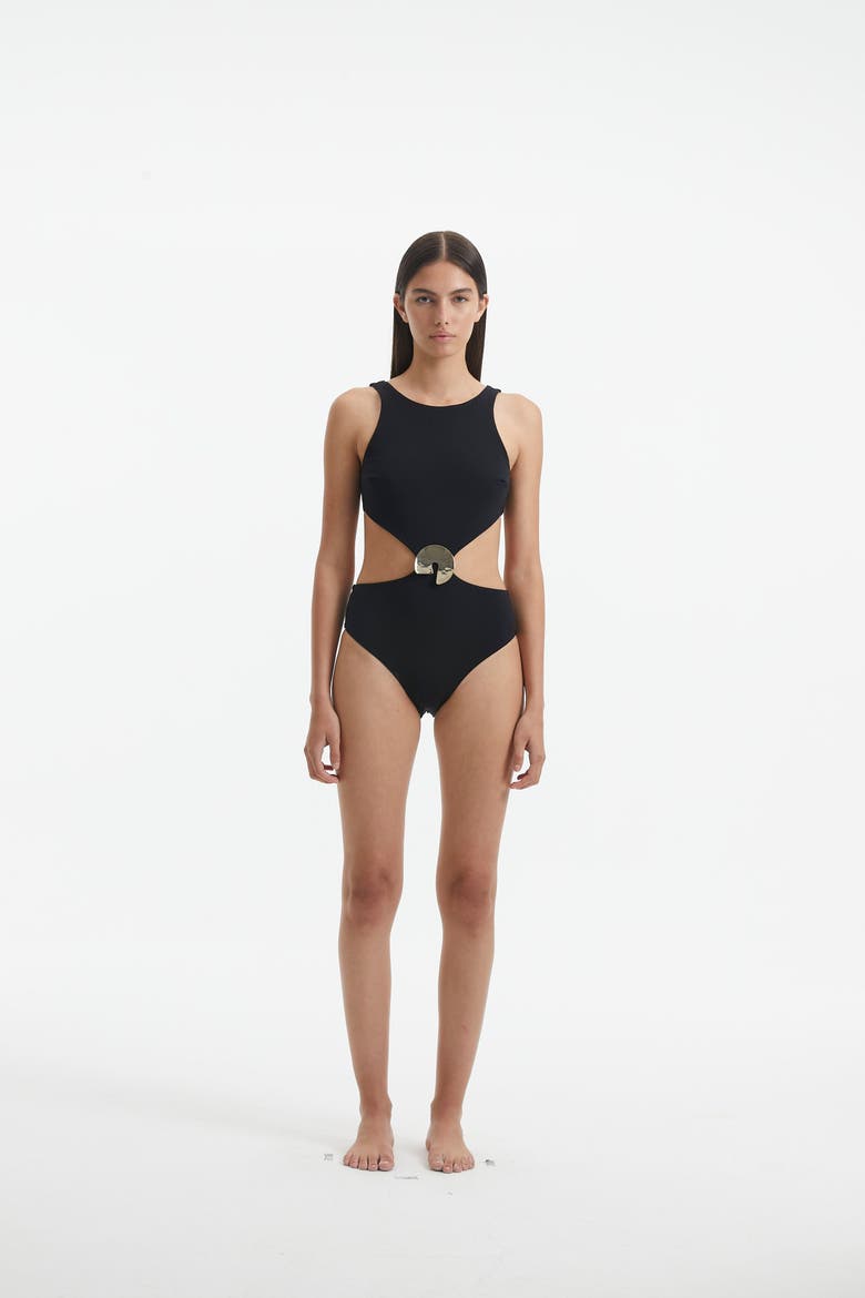 Honora High Neck Swimsuit, Alternate, color, Black