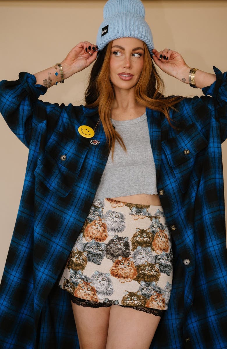 Dressed in Lala Grunge Chic Beanie, Alternate, color, Periwinkle