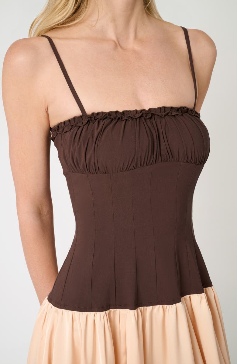 WeWoreWhat Corset Bodice Maxi Dress, Alternate, color, Chestnut/ Beige