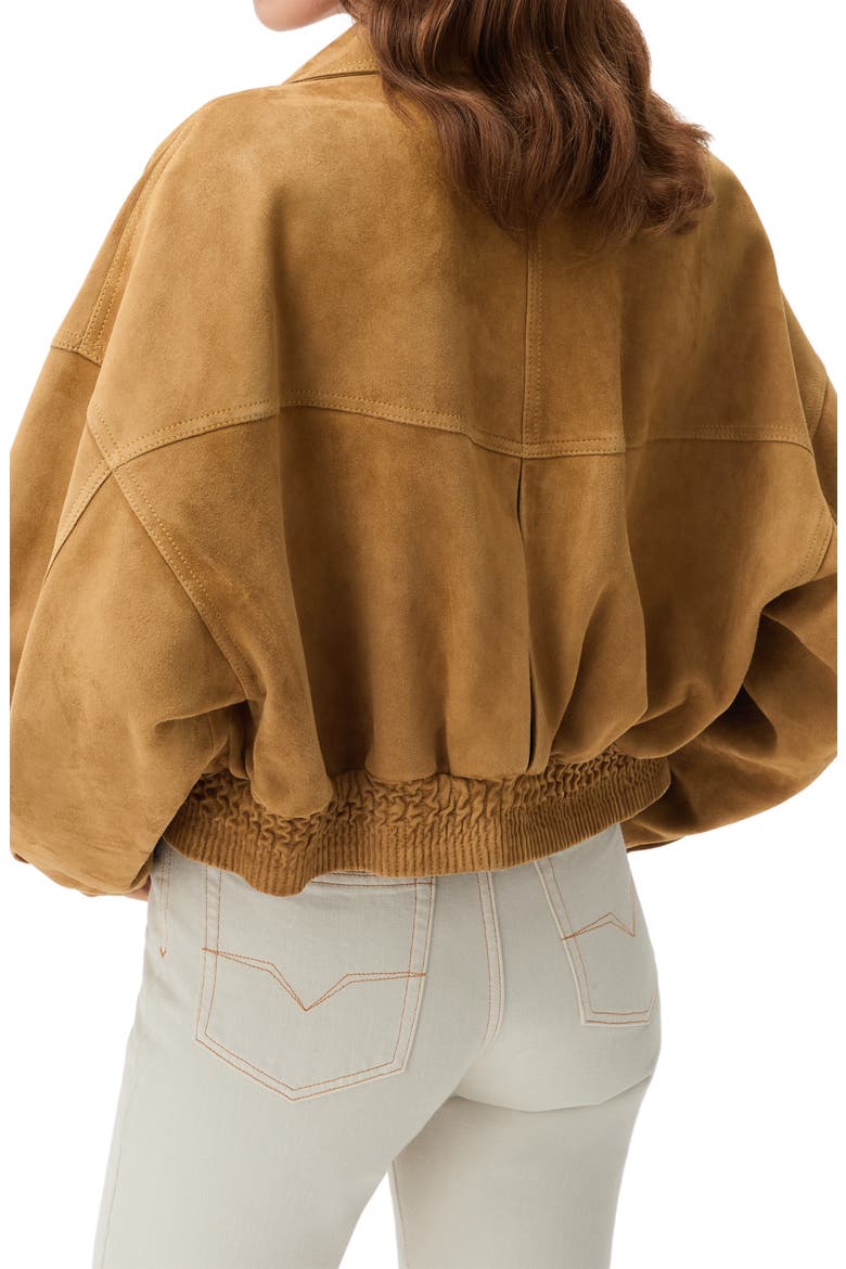 Lambskin Suede Blouson Jacket, Alternate, color, NATURAL
