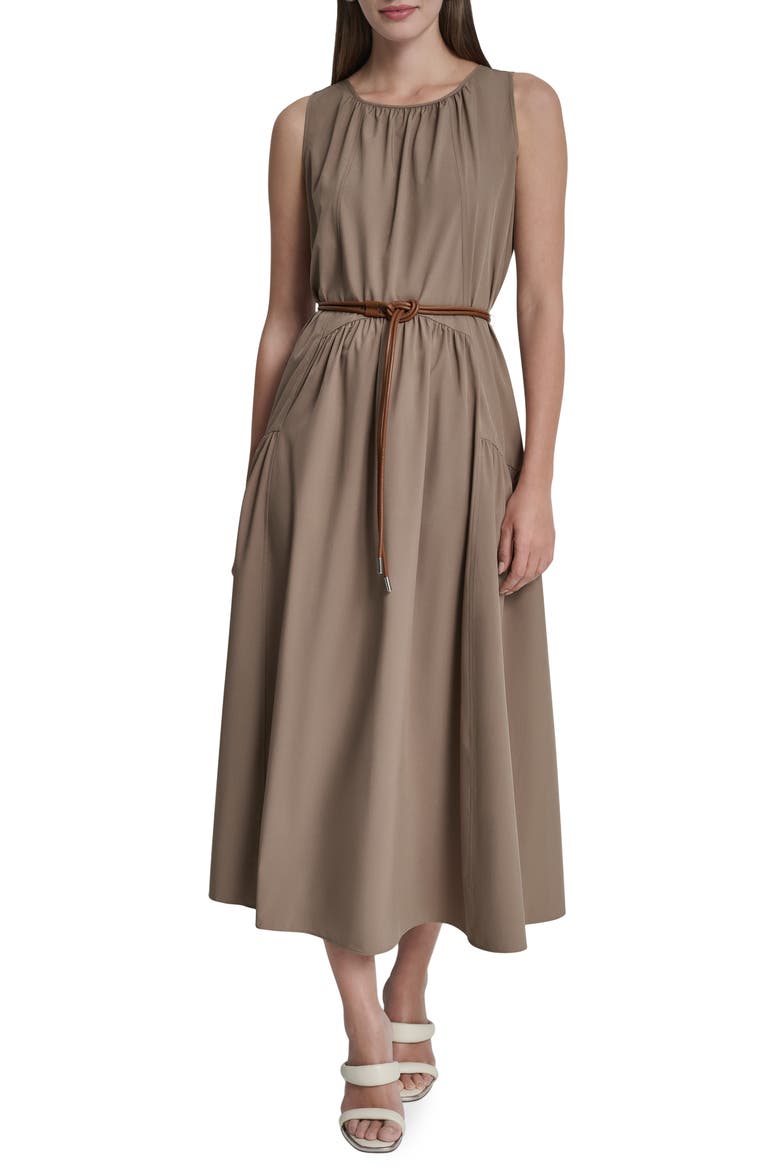 Sleeveless Belted Drop Waist Maxi Dress, Main, color, CAPPUCINO