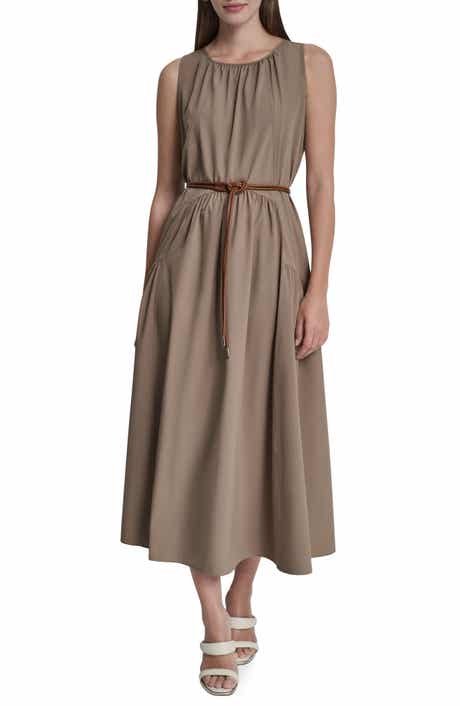 Sleeveless Belted Drop Waist Maxi Dress
