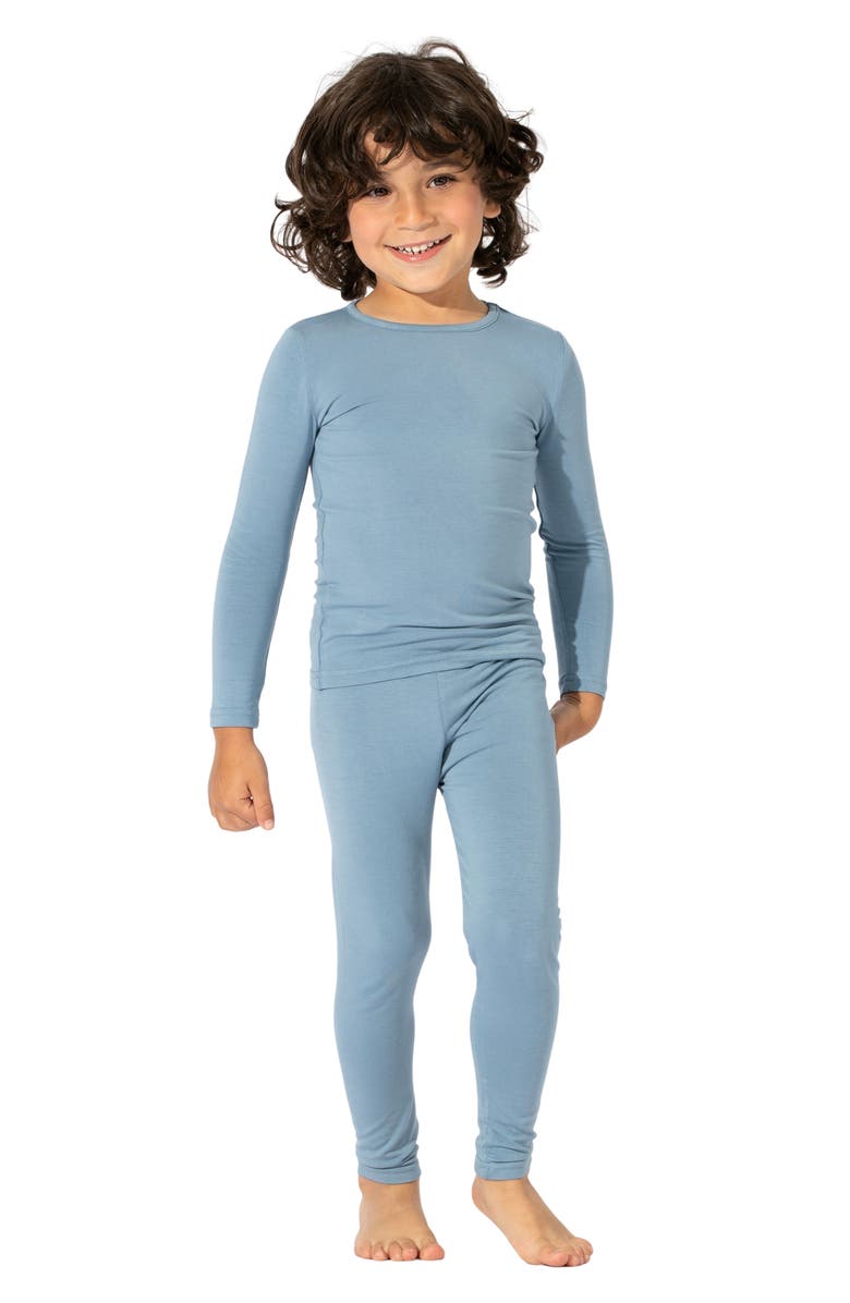 Bellabu Bear Kids' Oasis Solid Two-Piece Fitted Pajamas, Alternate, color, 