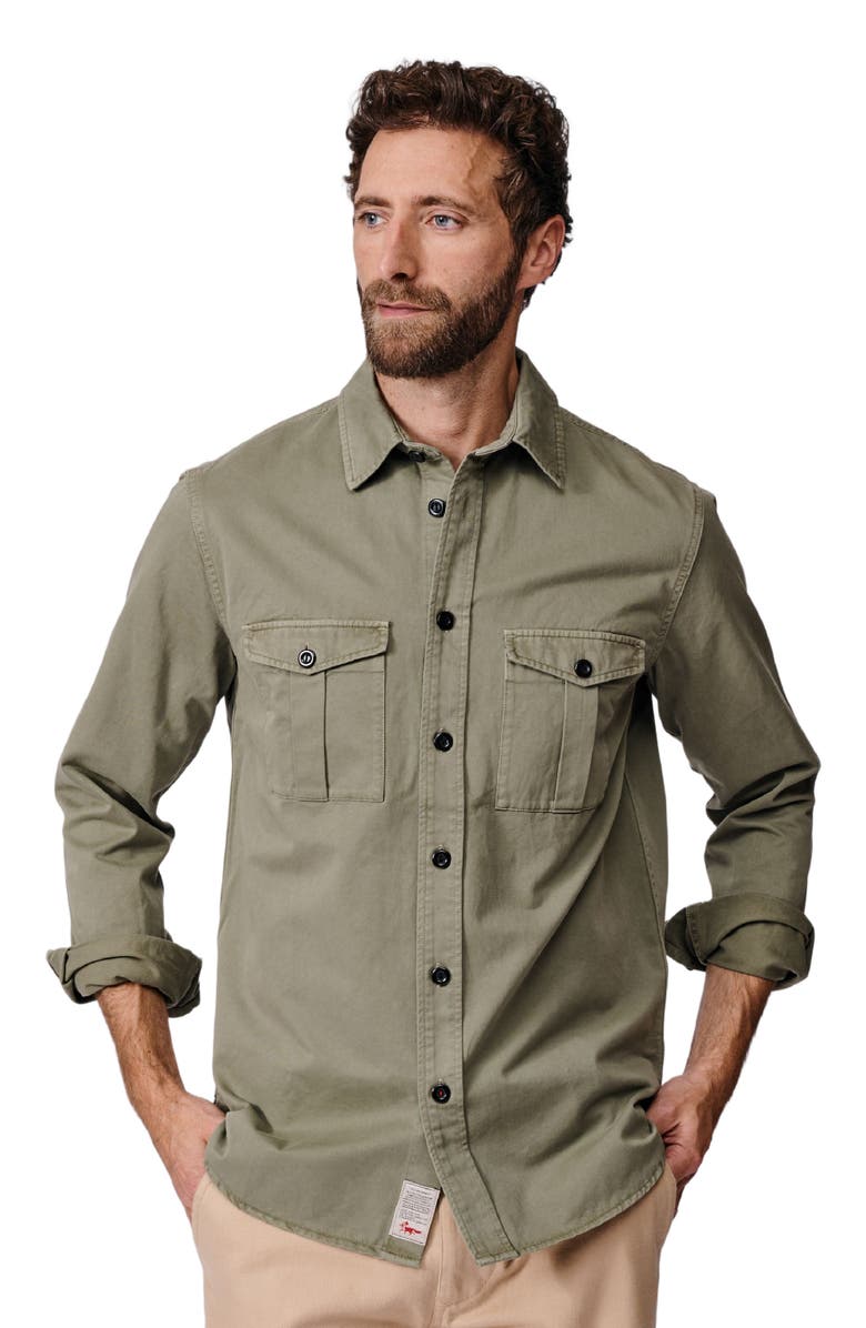 Aubin Cole Long Sleeve Twill Overshirt, Main, color, Pale Khaki