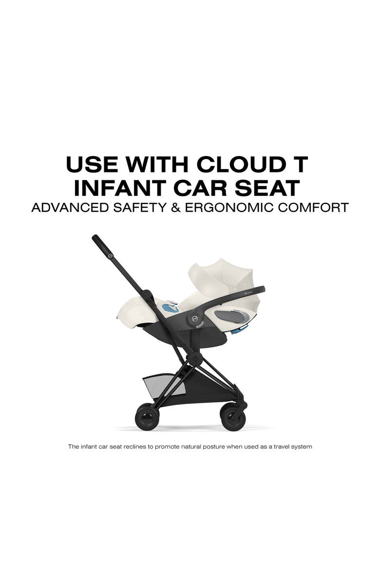 Coya Compact Lightweight Travel Stroller – Style Collection, Alternate, color, MATTE BLACK/ OFF WHITE