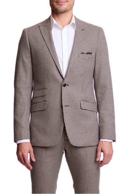 Ashton Slim Fit Houndstooth Check Peak Lapel Suit Jacket