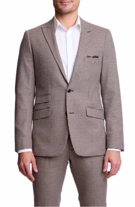 Ashton Slim Fit Houndstooth Check Peak Lapel Suit Jacket