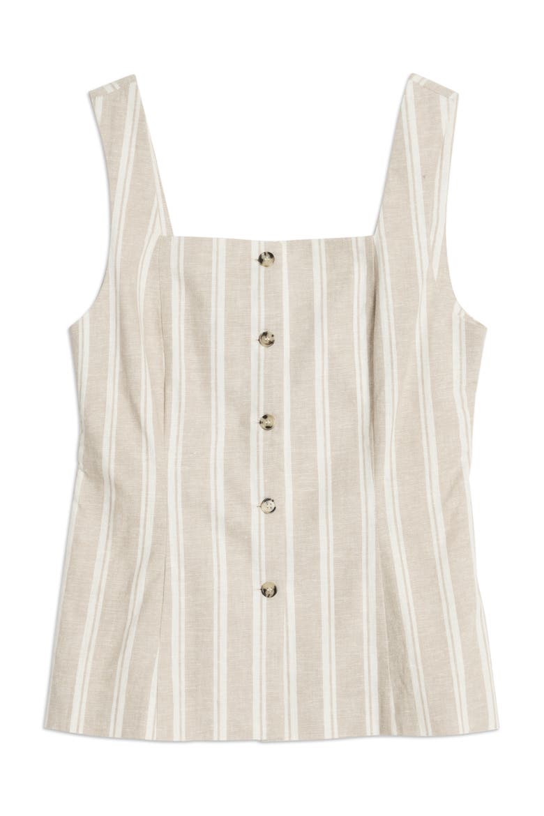 Square Neck Stripe Button Top, Alternate, color, Cream