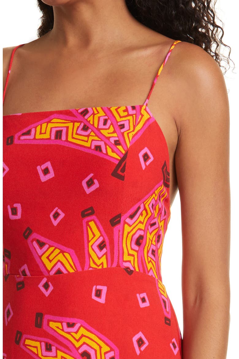 Red Tiki Bananas Tie Back Dress, Alternate, color, RED TIKI BANANA