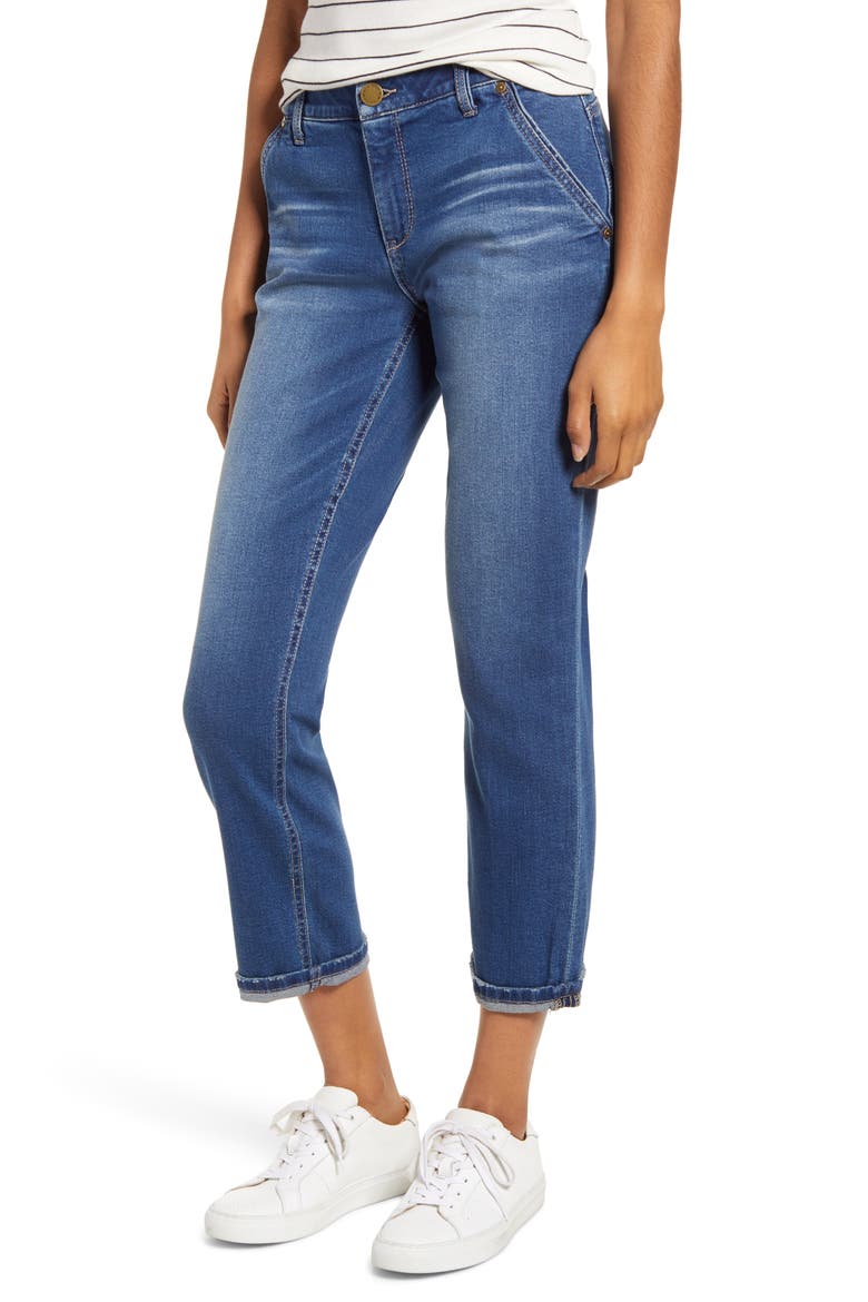 Ab-Solution Straight Leg Jeans (Nordstrom Exclusive), Main, color, BLUE