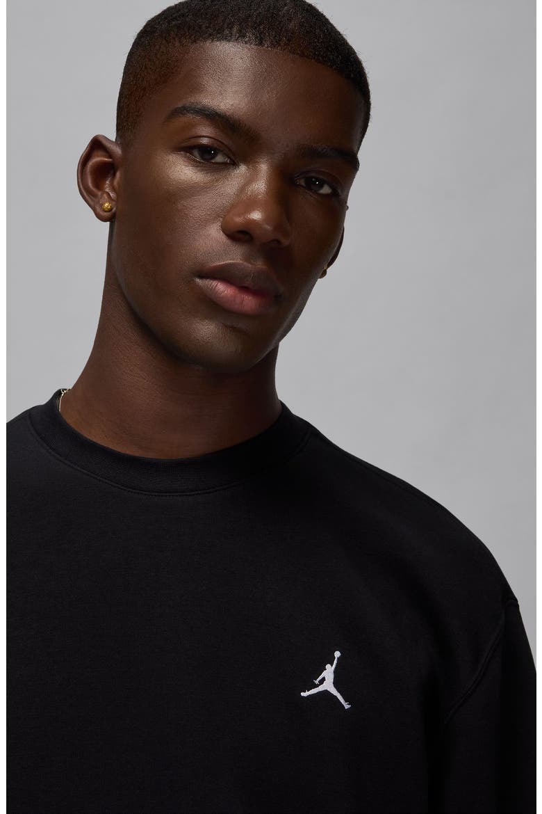Jordan Break Fleece Crewneck Sweatshirt, Alternate, color, BLACK/ WHITE