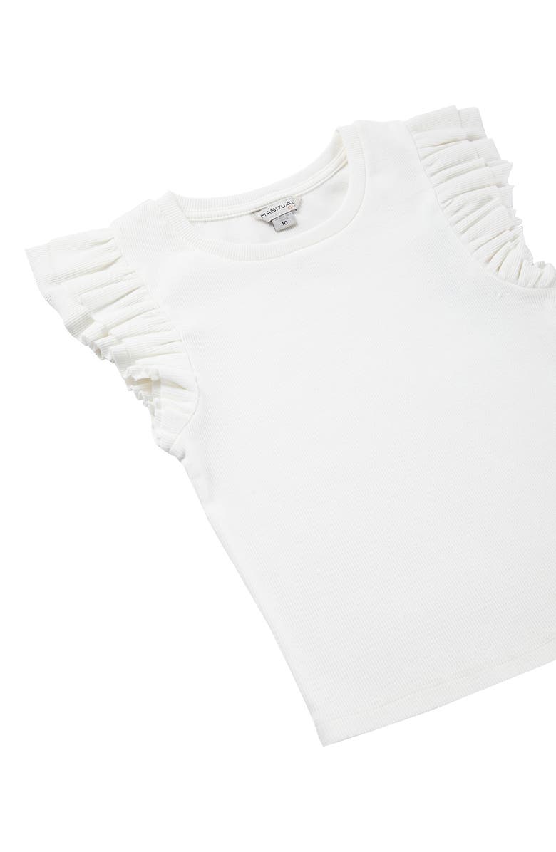 Habitual Kids Kids' Rib Ruffle Shoulder Cotton Top, Alternate, color,