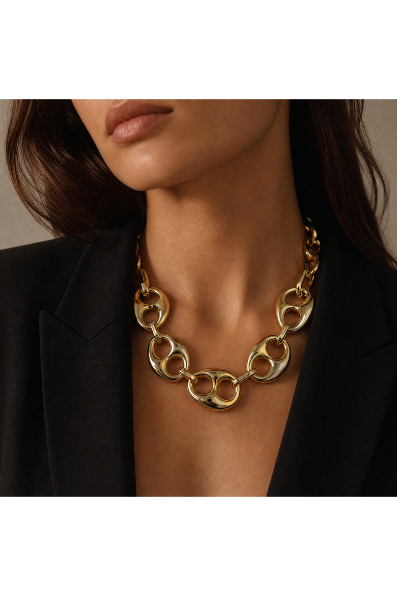 Super Chunky Mariner Link Chain Necklace, Alternate, color, Gold