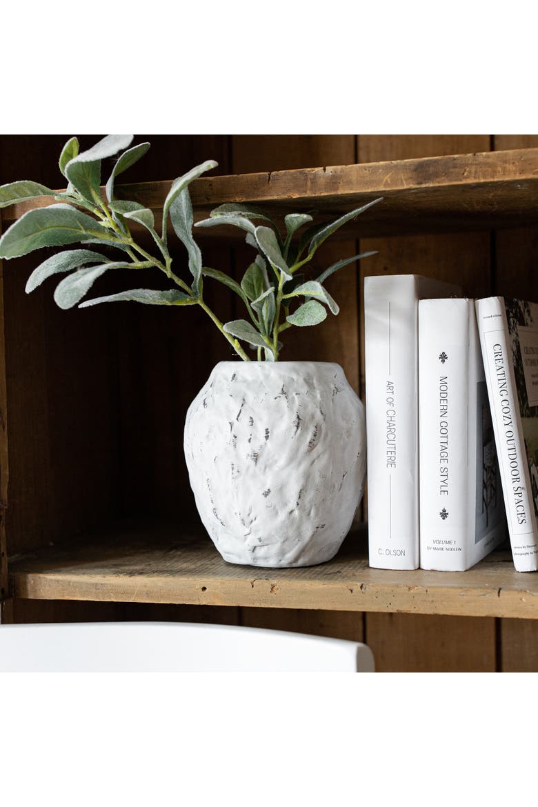 Distressed Vase White Stoneware, Alternate, color, White