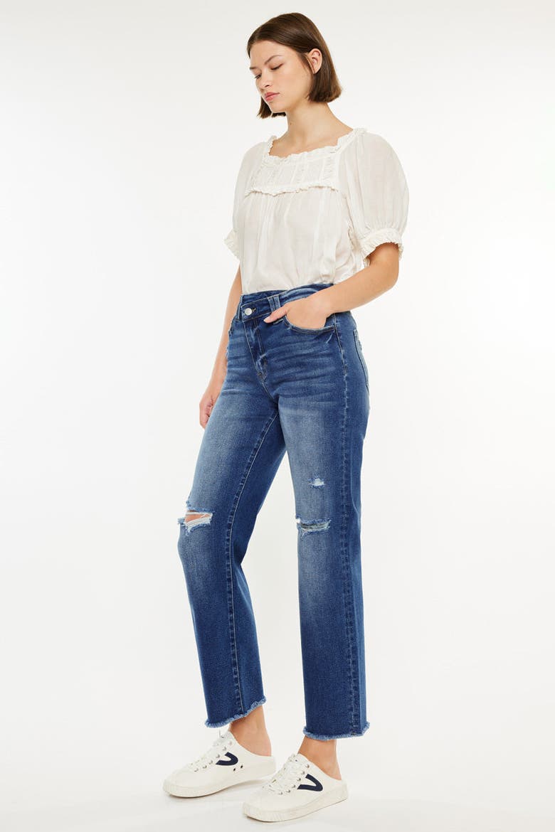 Mollie High Rise 90's Criss Cross Jeans, Alternate, color, Dark Wash