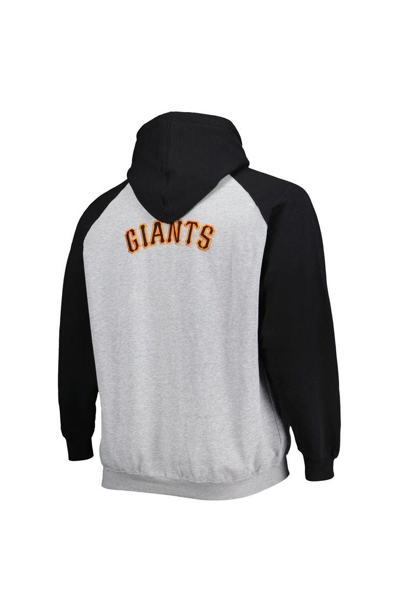 PROFILE Men's Heather Gray/Black San Francisco Giants Big & Tall Raglan Hoodie Full-Zip Sweatshirt, Alternate, color, 