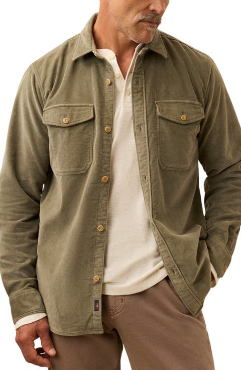 Cotton Stretch Corduroy Button-Up Overshirt