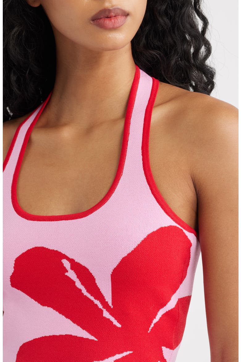 Floral Knit Halter Tank Top, Alternate, color, BERRY BLISS
