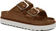 JSlides Footweaar Makri Rose Gold Buckle Slide Sandal