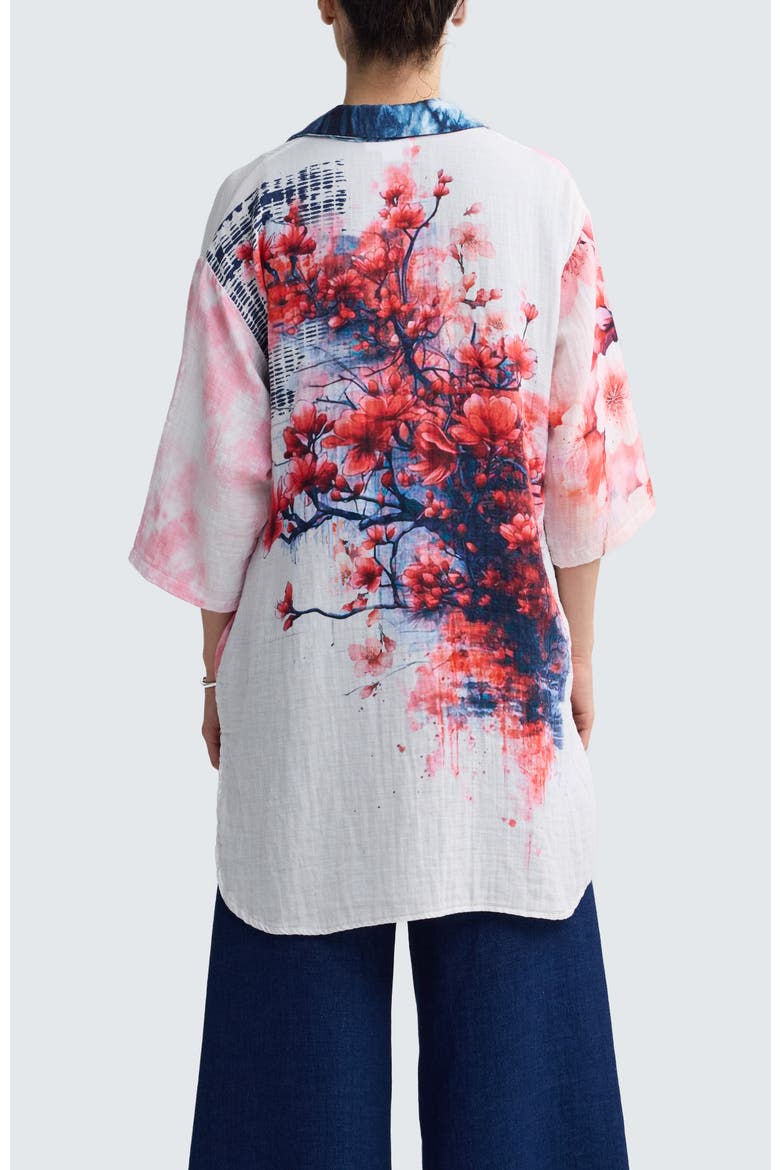 Rosalie Long Printed Muslin Shirt, Alternate, color, Sakura