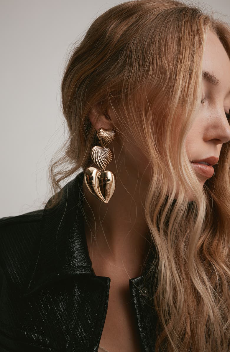 LELET NY Juliette Heart Drop Earrings, Alternate, color, Antique Gold