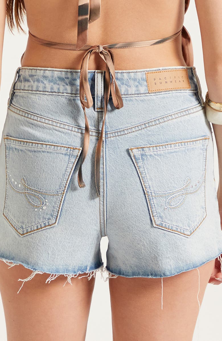 PacSun Ivy High Waist Denim Shorts, Alternate, color, Light Indigo