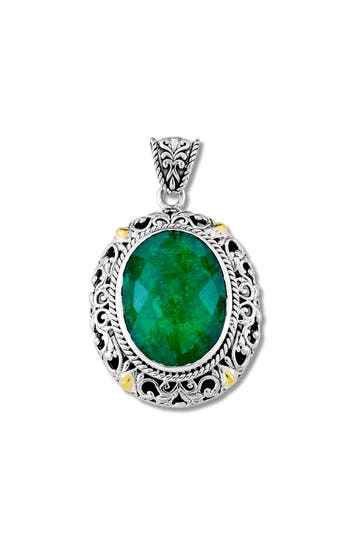 Samuel B. 18k & Silver 4.95 Ct. Tw. Emerald Pendant In Green