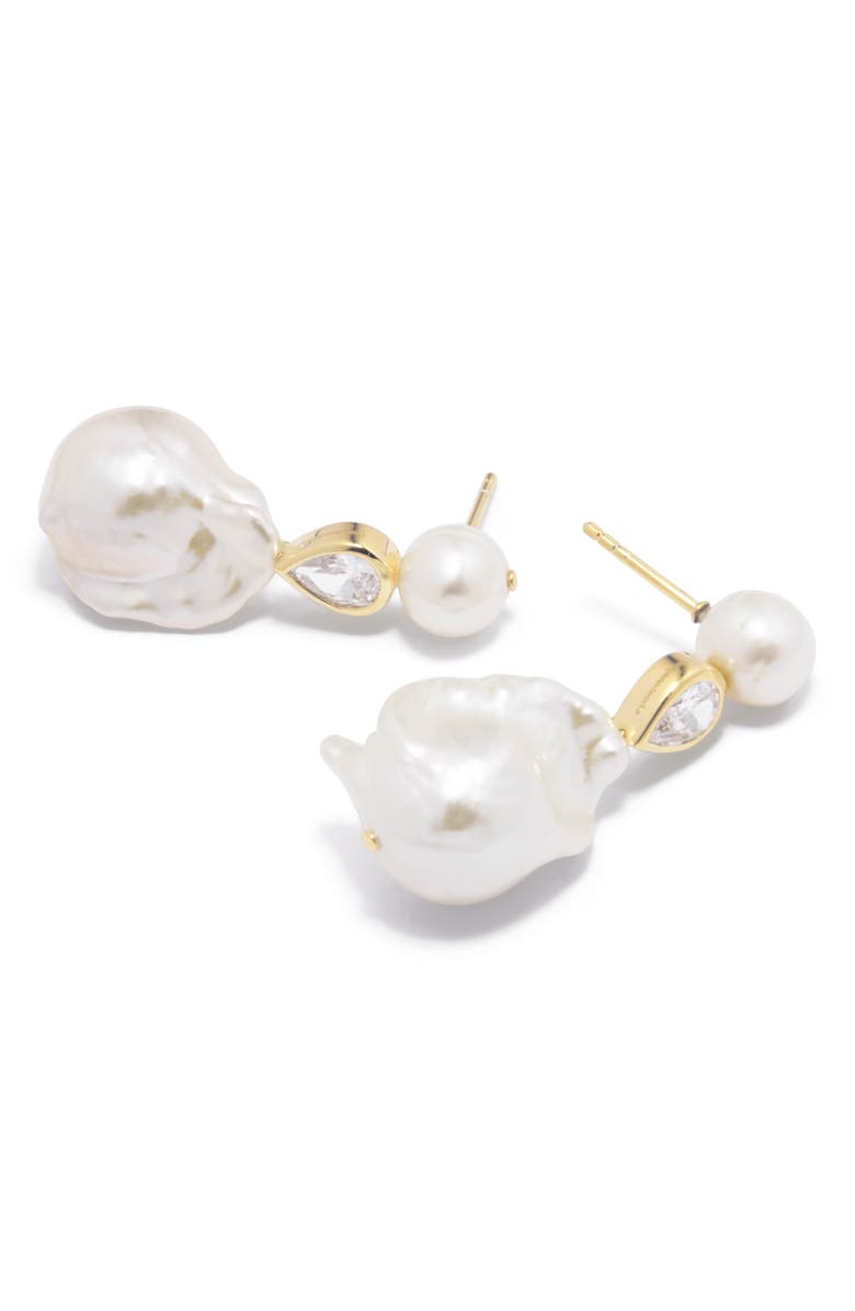 COMPLETEDWORKS Baroque Pearl & Cubic Zirconia Drop Earrings, Alternate, color, 18Ct Gold Plated