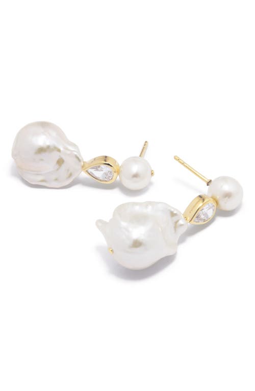 Completedworks Baroque Pearl & Cubic Zirconia Drop Earrings In Metallic
