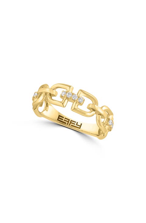 14K Gold Plated Diamond Link Band Ring