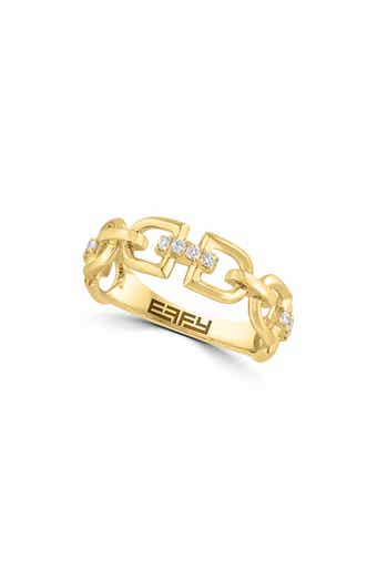 14K Gold Plated Diamond Link Band Ring