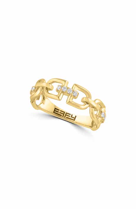 14K Gold Plated Diamond Link Band Ring
