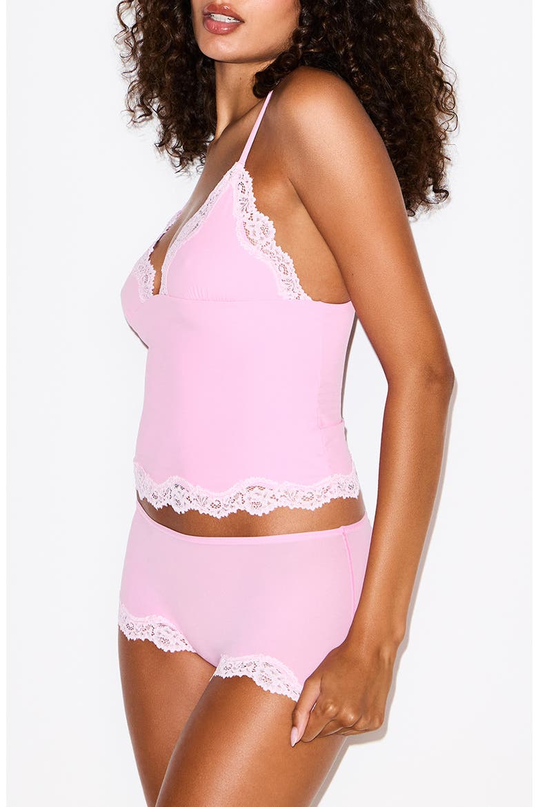 Fits Everybody Lace Trim Crop Camisole & Shorts Pajamas, Alternate, color, BUBBLEGUM