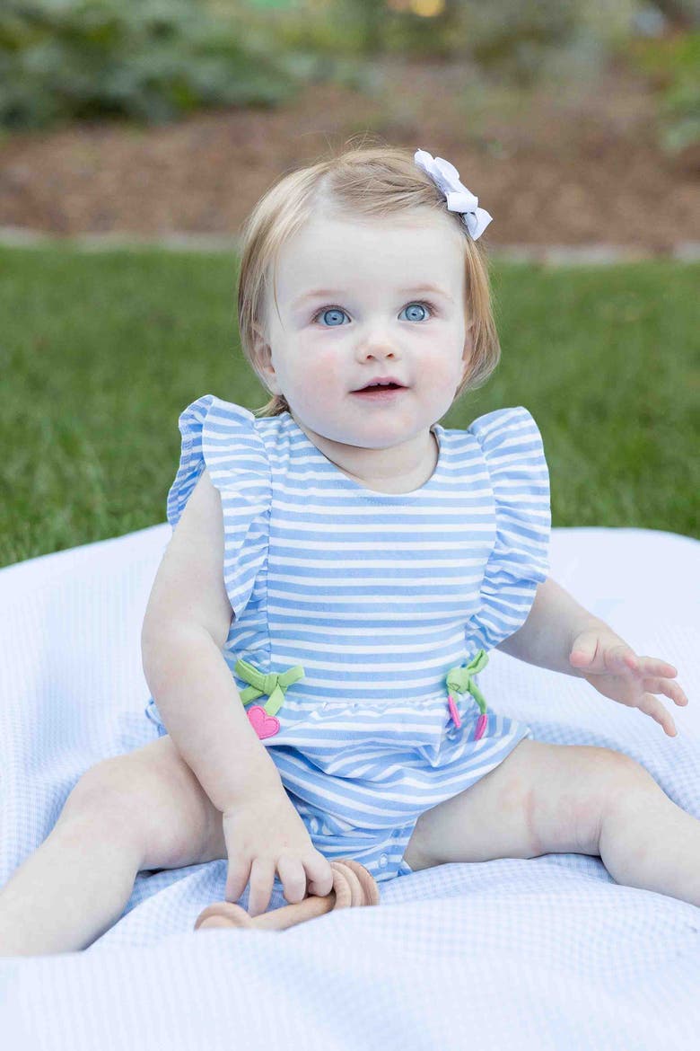 Stripe Knit Romper With Heart Cherries, Alternate, color, Blue/White
