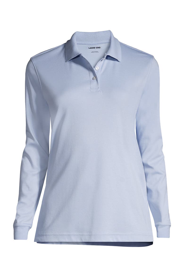 School Uniform  Long Sleeve Interlock Polo Shirt, Alternate, color, Blue