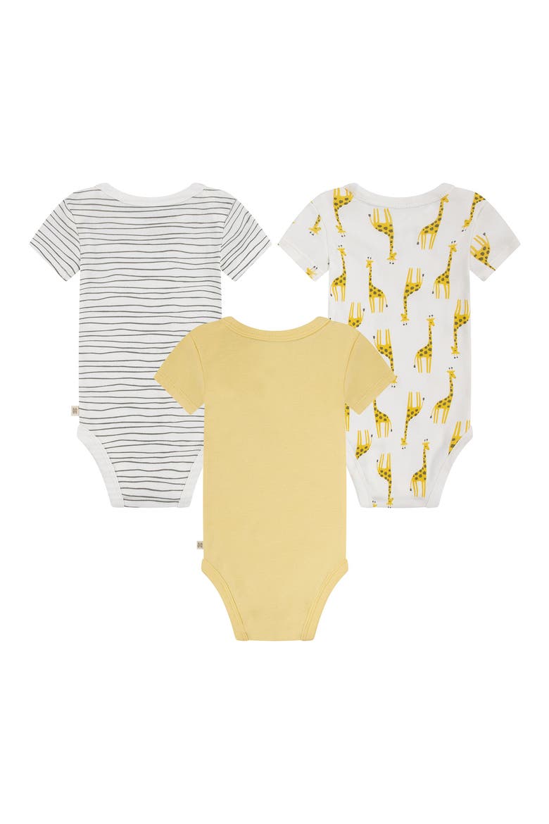 Assorted 3-Pack Organic Cotton Bodysuit Set, Alternate, color, Y04GOLDEN