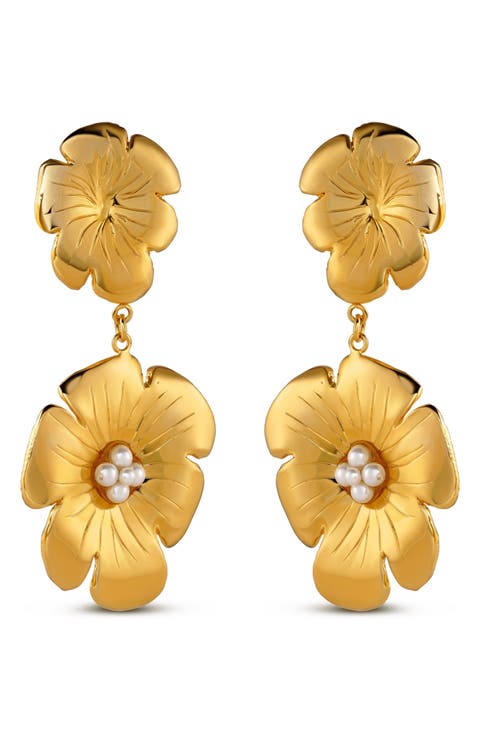 Double Poppy Drop Earrings