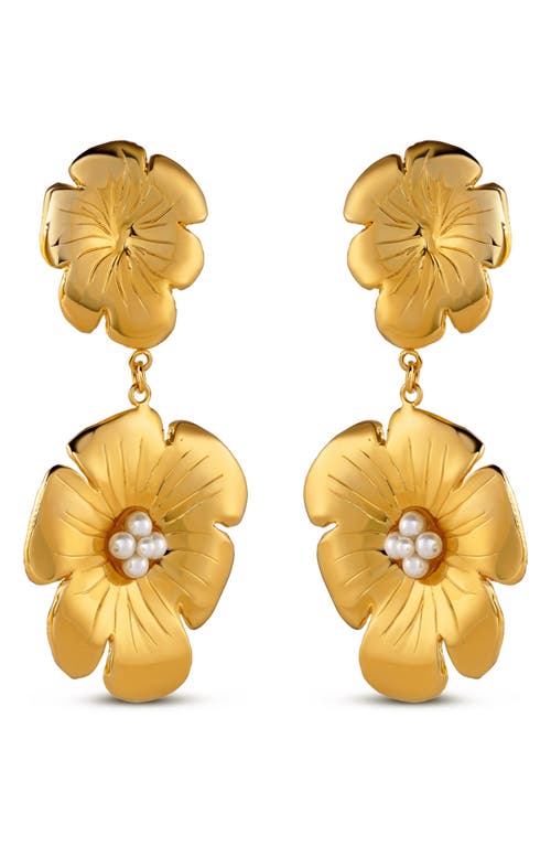 Christina Caruso Double Poppy Drop Earrings In 14k Gold
