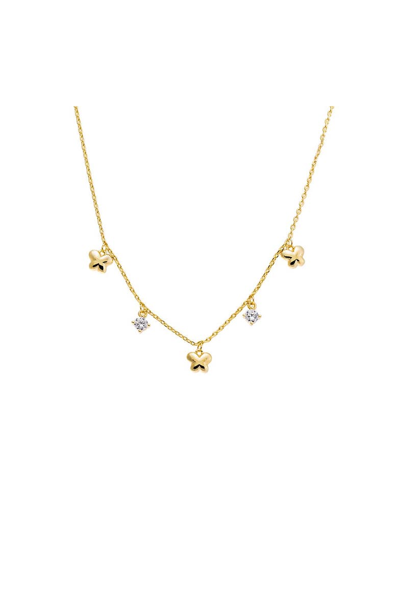 BY ADINA EDEN CZ X Puffy Butterfly Dangling Necklace, Main, color,