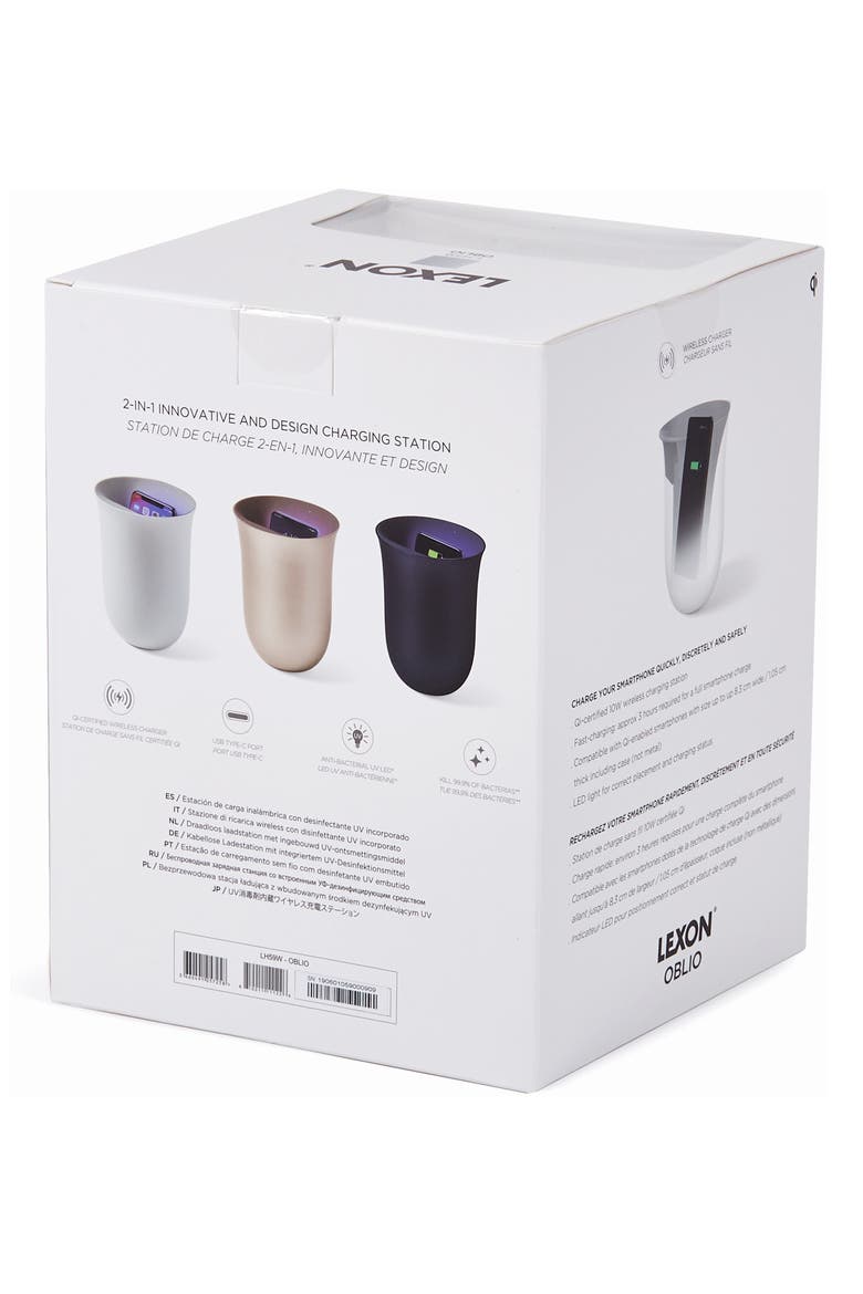 Oblio Wireless Charger & UV Cleaner, Alternate, color, WHITE